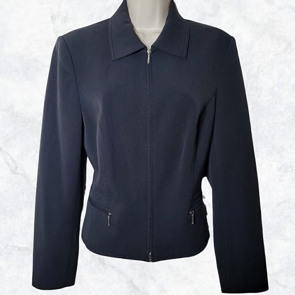 Caslon Black Zip Blazer Jacket Buisness Professional